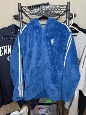 adidas Originals Indigo Herz Faux Fur Zip-Up Hoodie
